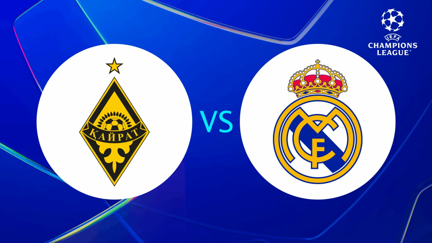 Champions League: Kairat Almaty vs Real Madrid 23h45 30/9